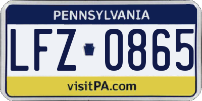 PA license plate LFZ0865