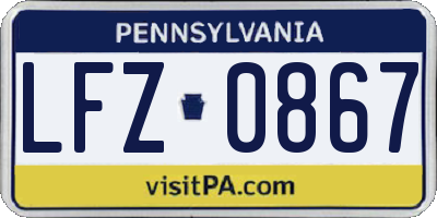 PA license plate LFZ0867