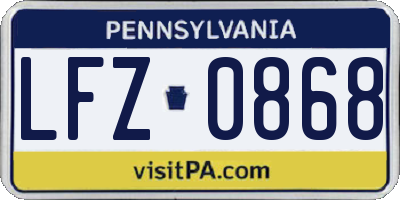 PA license plate LFZ0868