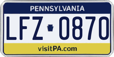 PA license plate LFZ0870