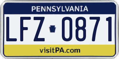PA license plate LFZ0871