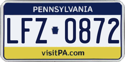 PA license plate LFZ0872