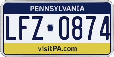 PA license plate LFZ0874