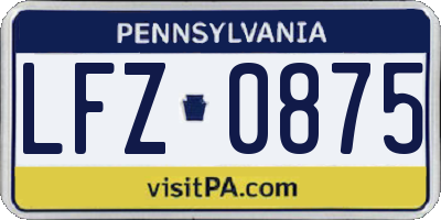 PA license plate LFZ0875