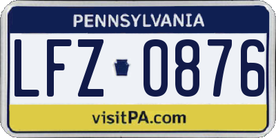 PA license plate LFZ0876