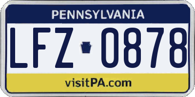 PA license plate LFZ0878