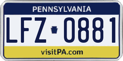 PA license plate LFZ0881