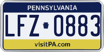 PA license plate LFZ0883