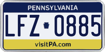 PA license plate LFZ0885