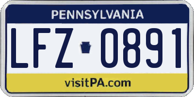 PA license plate LFZ0891