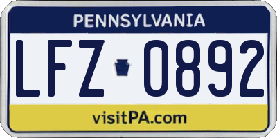 PA license plate LFZ0892