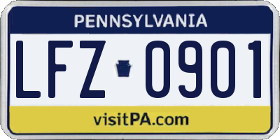 PA license plate LFZ0901