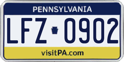 PA license plate LFZ0902