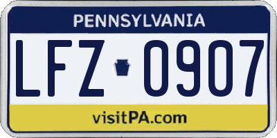 PA license plate LFZ0907