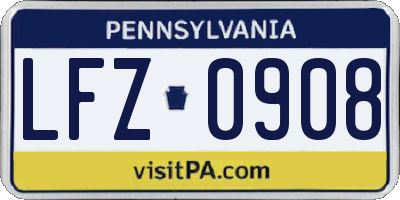 PA license plate LFZ0908