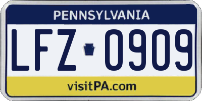 PA license plate LFZ0909