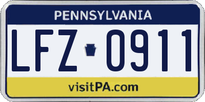 PA license plate LFZ0911