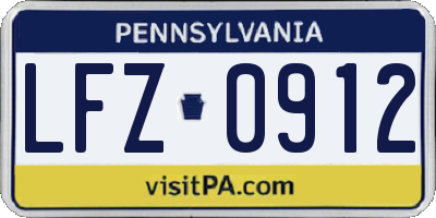 PA license plate LFZ0912