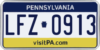 PA license plate LFZ0913