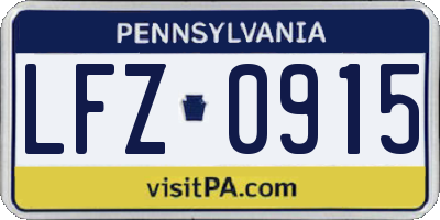 PA license plate LFZ0915