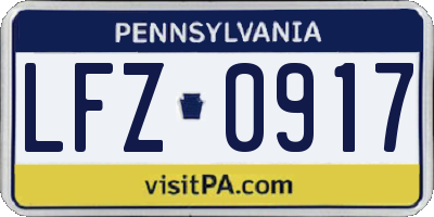 PA license plate LFZ0917