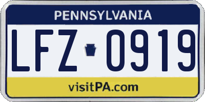 PA license plate LFZ0919