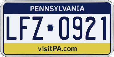 PA license plate LFZ0921