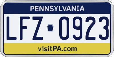 PA license plate LFZ0923