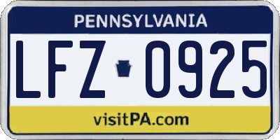 PA license plate LFZ0925