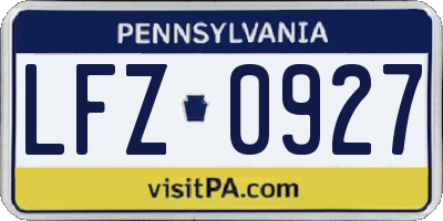 PA license plate LFZ0927