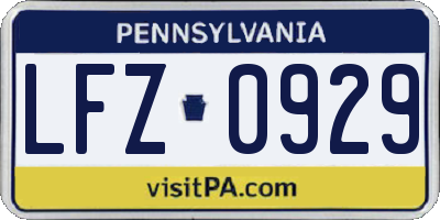 PA license plate LFZ0929