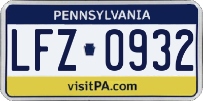 PA license plate LFZ0932