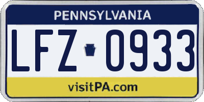 PA license plate LFZ0933
