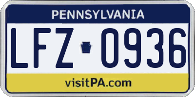 PA license plate LFZ0936