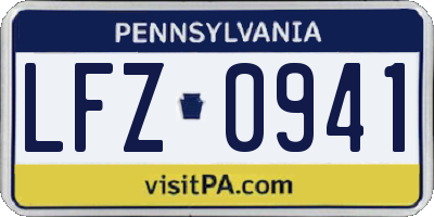 PA license plate LFZ0941