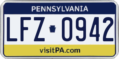 PA license plate LFZ0942