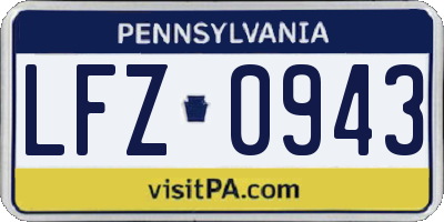 PA license plate LFZ0943