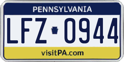 PA license plate LFZ0944
