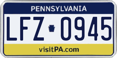 PA license plate LFZ0945