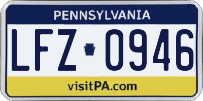 PA license plate LFZ0946