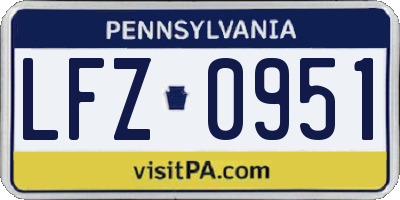 PA license plate LFZ0951