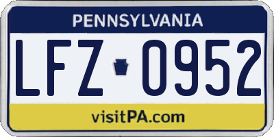 PA license plate LFZ0952