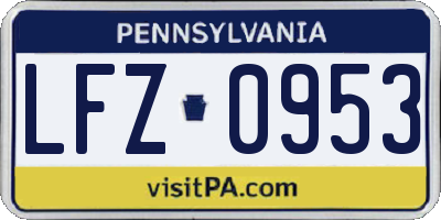 PA license plate LFZ0953