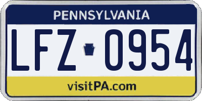 PA license plate LFZ0954