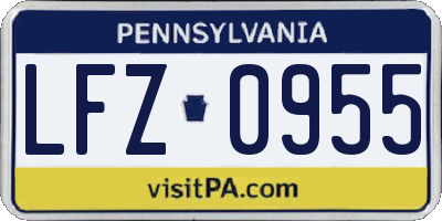 PA license plate LFZ0955