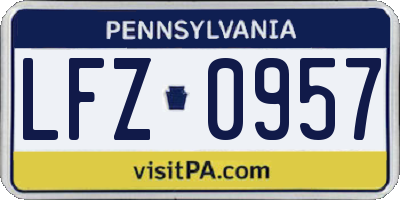 PA license plate LFZ0957