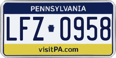 PA license plate LFZ0958