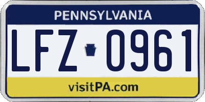 PA license plate LFZ0961
