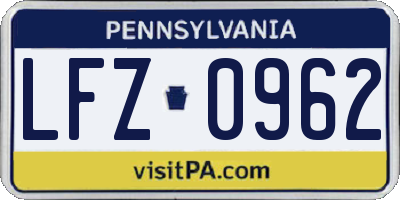 PA license plate LFZ0962