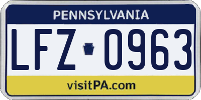PA license plate LFZ0963